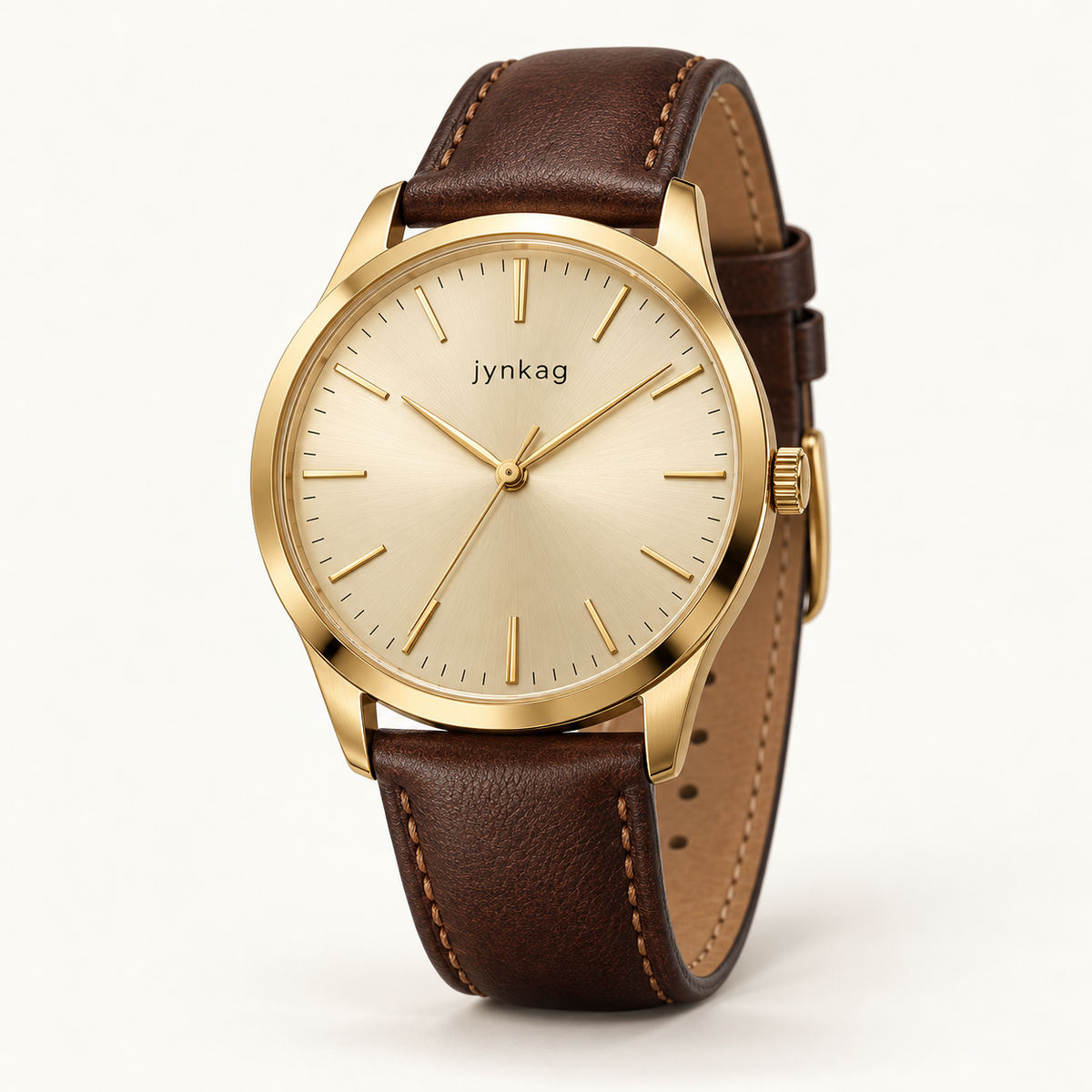 jynkag Aurum Watch — Champagne — front three-quarter product view